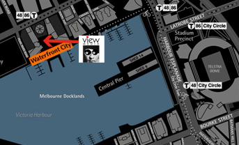 waterfront city map showing view media screen